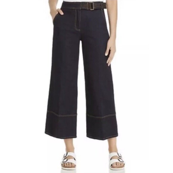 Tory Burch Denim Culottes High Rise Dark Wash Cropped Jeans Size 25 - Picture 1 of 6
